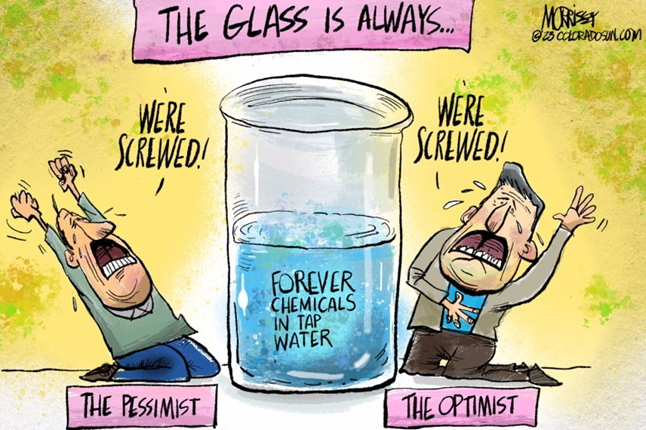 The glass is always... we're screwed comic.